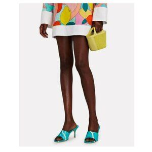 Larroudé Colette Printed Leather Retro Wave Mules Heels Multi Color Size 7.5